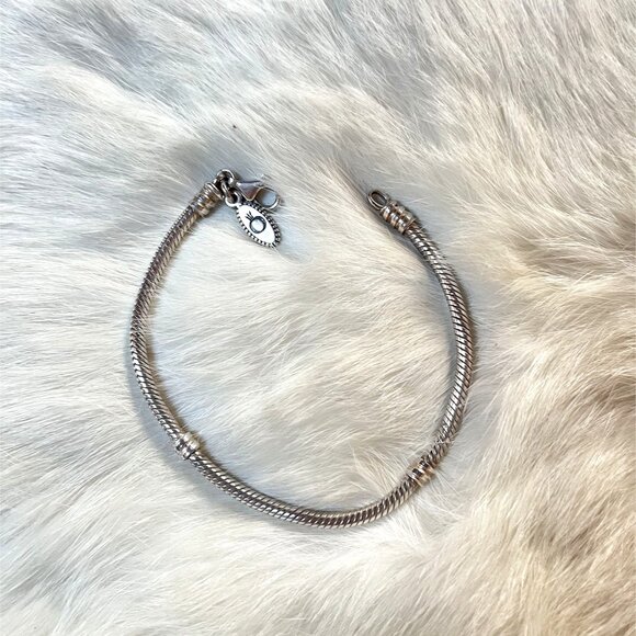 Pandora Authentic 925 Sterling Silver Snake Chain Bracelet Retired Lobster Clasp - Picture 2 of 6